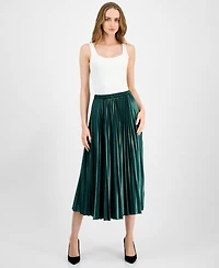 Anne Klein Women's Velvet Pleated Flared Midi Skirt