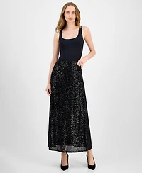 Anne Klein Women's Sequin Flared Maxi Skirt