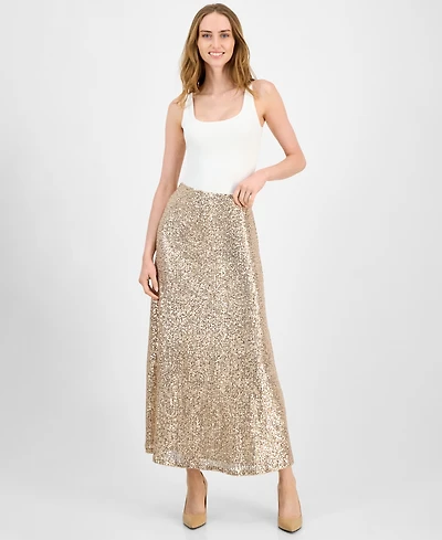 Anne Klein Women's Sequin Flared Maxi Skirt