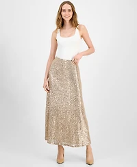 Anne Klein Women's Sequin Flared Maxi Skirt