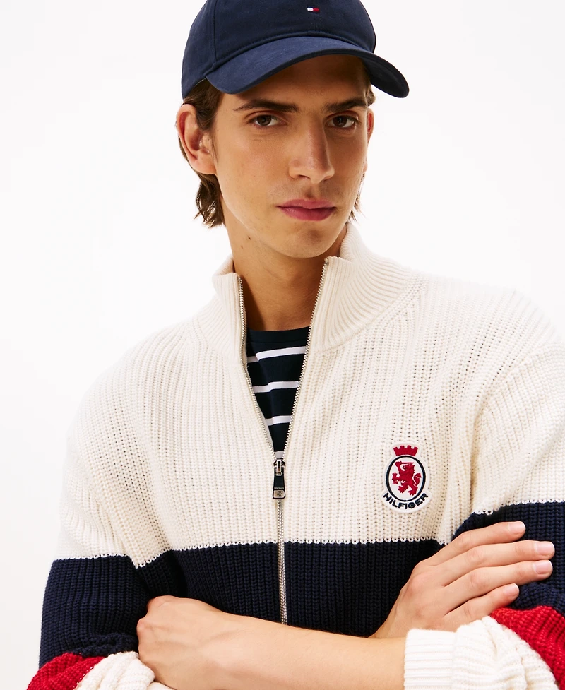 Tommy Hilfiger Men's Zip-Through Stripe Logo Sweater