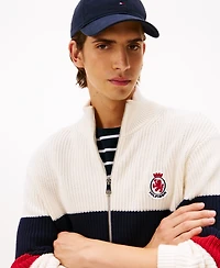 Tommy Hilfiger Men's Zip-Through Stripe Logo Sweater