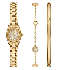 Michael Kors Women's Lexington Three-Hand Gold-Tone Stainless-Steel Watch, 19mm and Bracelet Gift Set