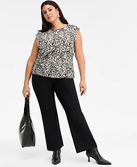 I.n.c. International Concepts Plus Printed Boat Neck Cap Sleeve Top, Macy's Exclusive
