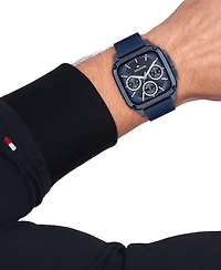 Tommy Hilfiger Men's Multifunction Blue Leather Strap Watch, 39mm