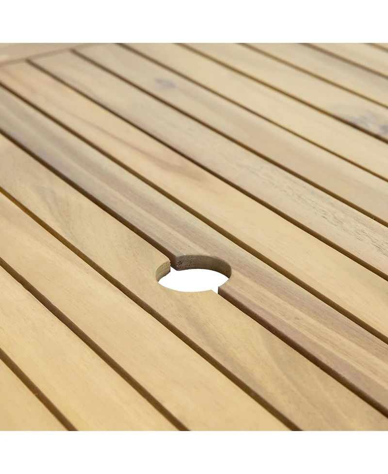 Sunnydaze Decor Hatteras Acacia Wood Outdoor Dining Table with Natural Oil Finish - 57"