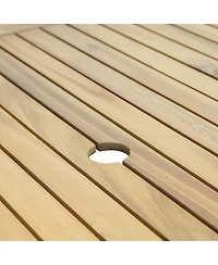 Sunnydaze Decor Hatteras Acacia Wood Outdoor Dining Table with Natural Oil Finish - 57"