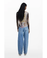 Desigual Women's Chiffon cuff T-shirt