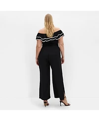 City Chic Women's Demure Off Shoulder Frill Jumpsuit