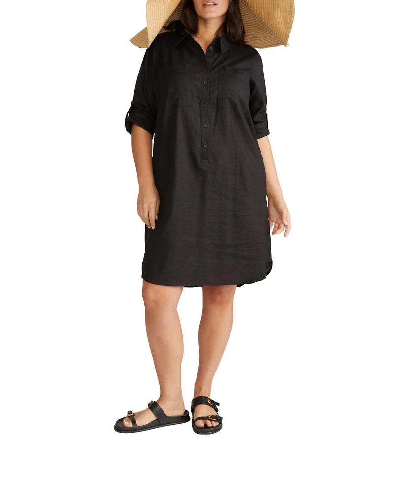 Universal Standard Plus Linen Rubicon Shirtdress