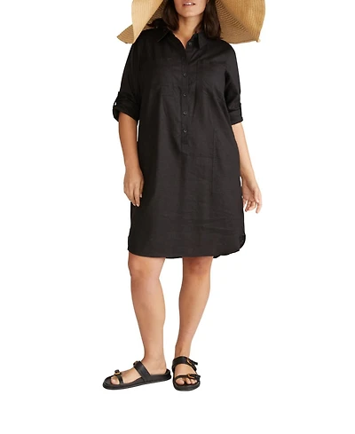 Universal Standard Plus Linen Rubicon Shirtdress