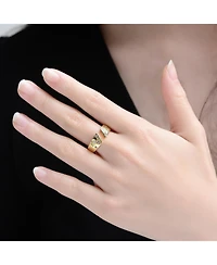 Rachel Glauber 14K Gold Plated with Clear Cubic Zirconia Open Band Ring