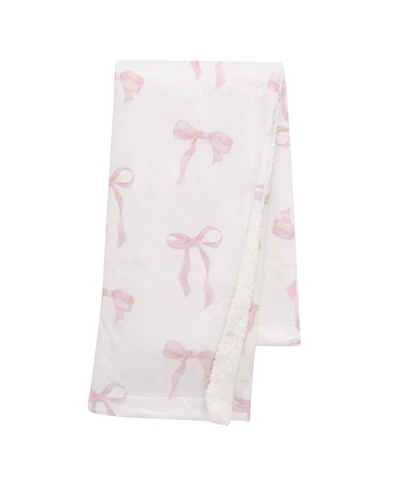 Lambs & Ivy Coquette Floral Pink Bows Aesthetic Warm Fleece Baby Blanket