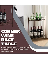Kings Brand Furniture Dover Corner Wine Rack Table, Bronze