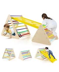 3-Piece Toddler Climbing Triangle Set with 2 Triangles and 1 Ramp To Play