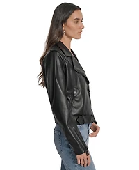 Dkny Jeans Women's Faux-Leather Moto Jacket - BLK