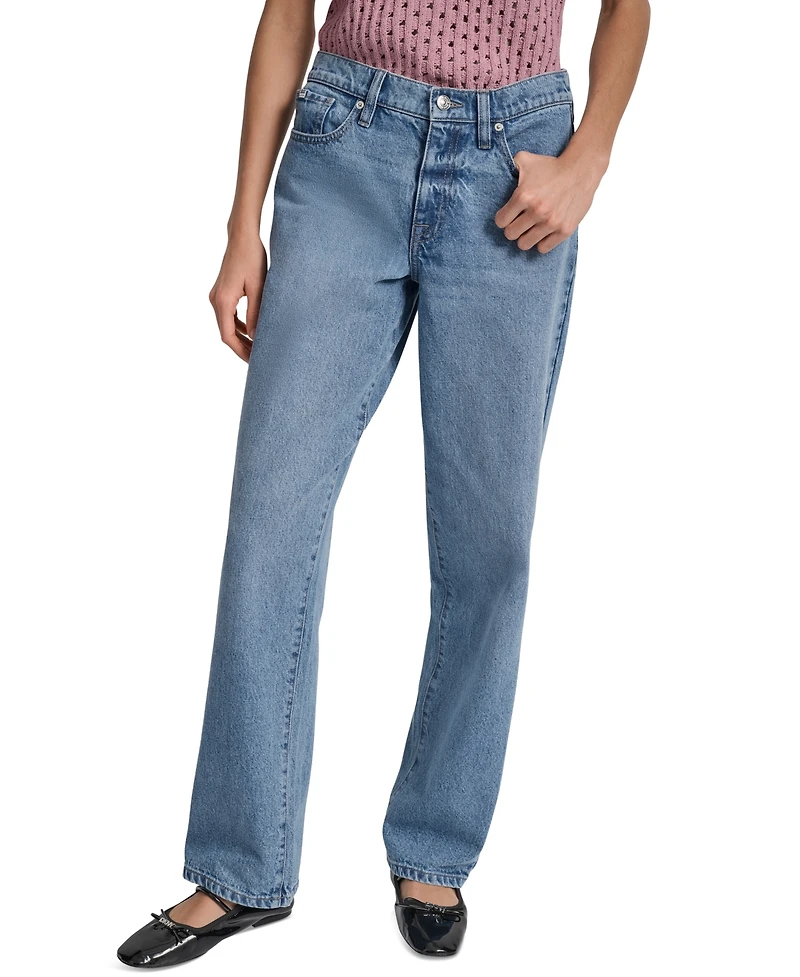 Dkny Jeans Women's Mid-Rise Relaxed Straight-Leg Cotton