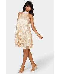 Bebe Women's 3D Floral Halter Mini Dress
