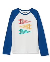 Lands' End Girls Long Sleeve Raglan Graphic T-Shirt