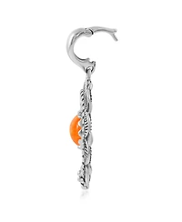 American West Jewelry Sterling Silver Orange Spiny Oyster Round Cut Naja Pendant Enhancer