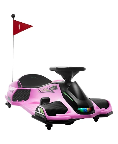 Aosom 12V Electric Drifting Go Kart w/ Slow Start, Music, Lights,