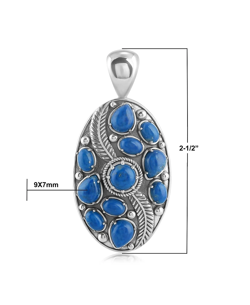 American West Jewelry Sterling Silver Denim Lapis Oval Leaf Pendant Enhancer