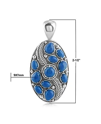 American West Jewelry Sterling Silver Denim Lapis Oval Leaf Pendant Enhancer