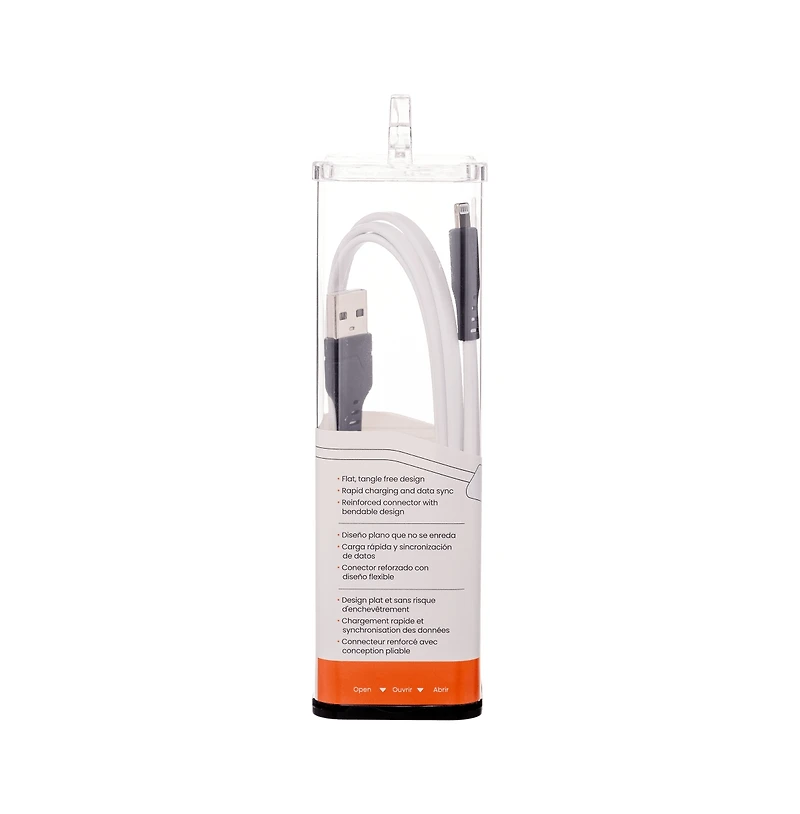 Ventev Flat Usb A to Apple Lightning High Speed Tangle-Free 3 Foot Cable-White
