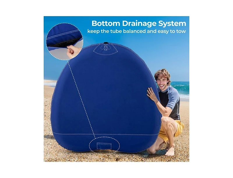 Akiudex 1 or 2 Person Inflatable Towable Tube for Boating with Drainage