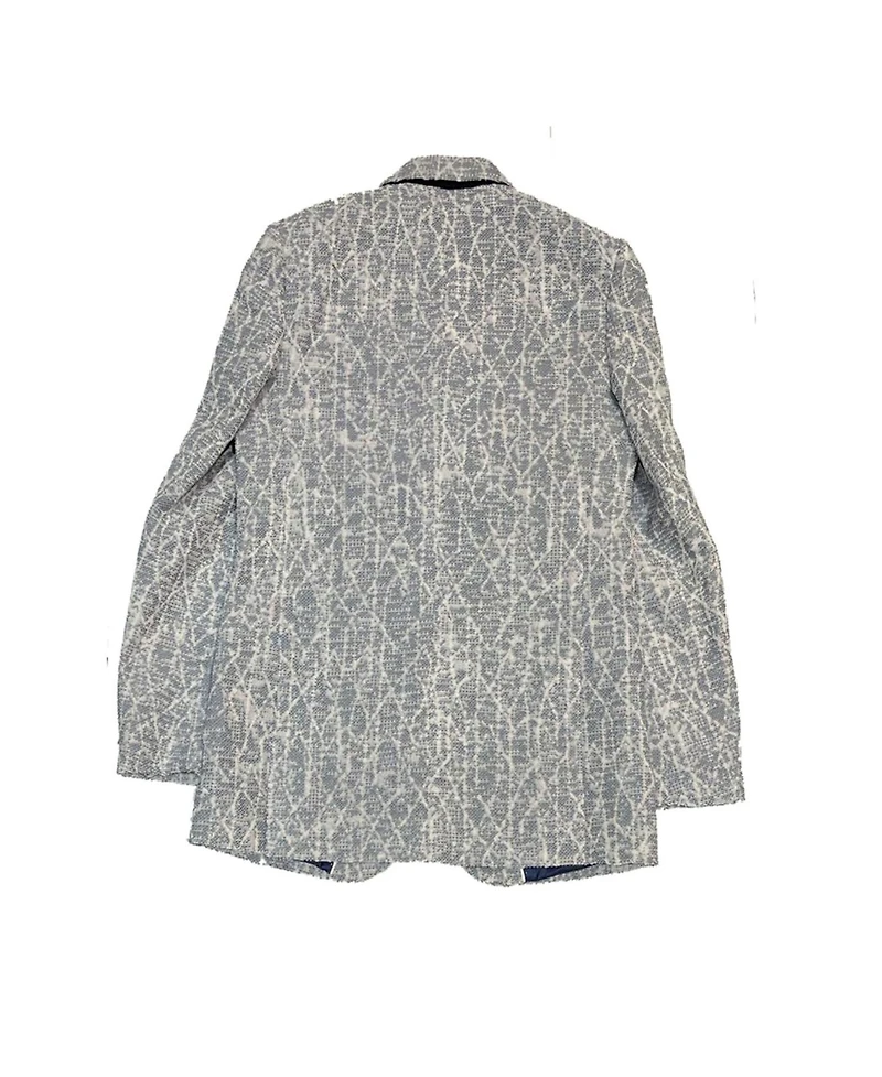 Elie Balleh Boys Blue Slim Fit Geometric Pattern Blazer