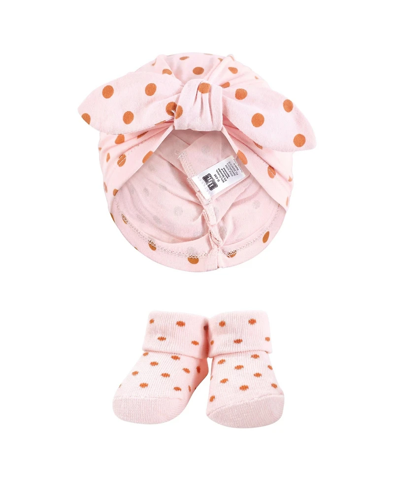 Hudson Baby Girls Turban and Socks Set