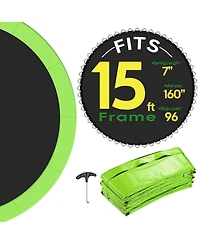Yescom Trampoline Mat & Pad Replacement Kit with 96 V-Hooks Fits 15 ft Trampoline Frame Green