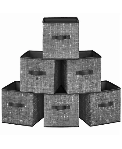 Songmics Home 6-Pack 11" Foldable Storage Bins with Double Handles – Jelly Pink Closet Organizers for Clothes and Shelves