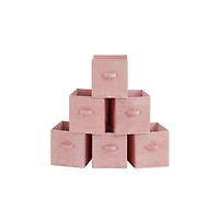 Songmics Home 6-Pack 11" Foldable Storage Bins with Double Handles – Jelly Pink Closet Organizers for Clothes and Shelves