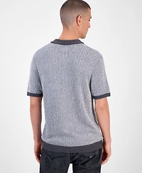 Guess Men's Isaac Short Sleeve Textured Polo Sweater