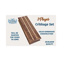 We Games 3 Track Sprint Cabinet Cribbage Set with Metal Pegs & 2 Card Decks