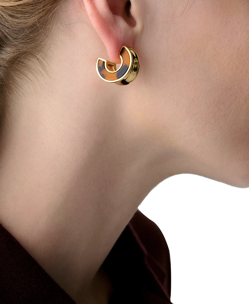 kate spade new york Gold-Tone Bold Tortoise Small Hoop Earrings, 0.82"
