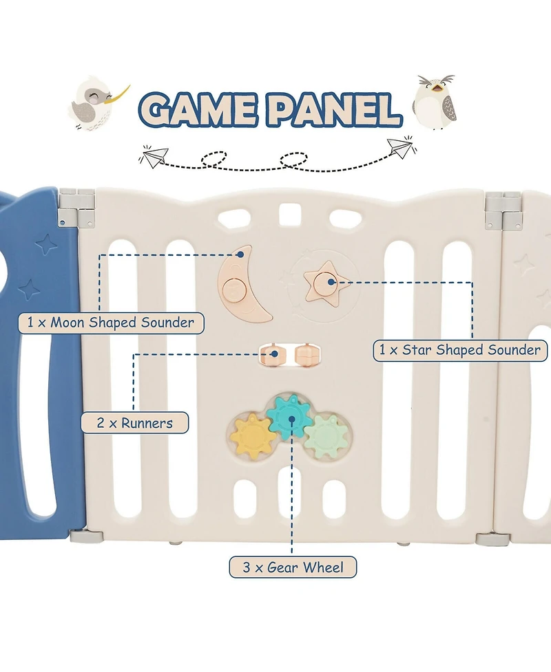 Gymax 14-Panel Baby Playpen Kids Activity Center Foldable Play Yard w/ Lock Door