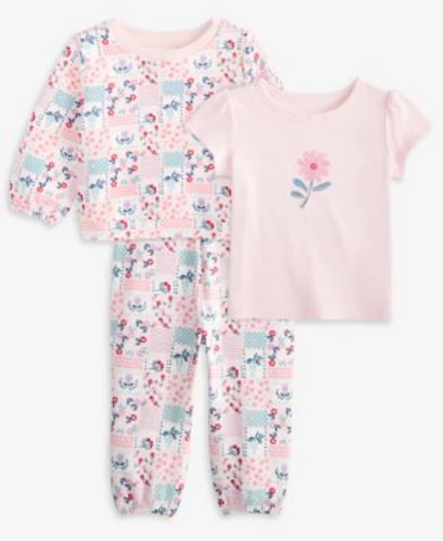 First Impressions Baby Girls Floral Graphic T Shirt Patchwork Floral Print Fleece Sweatshirt Pants Exclusively At Macys
