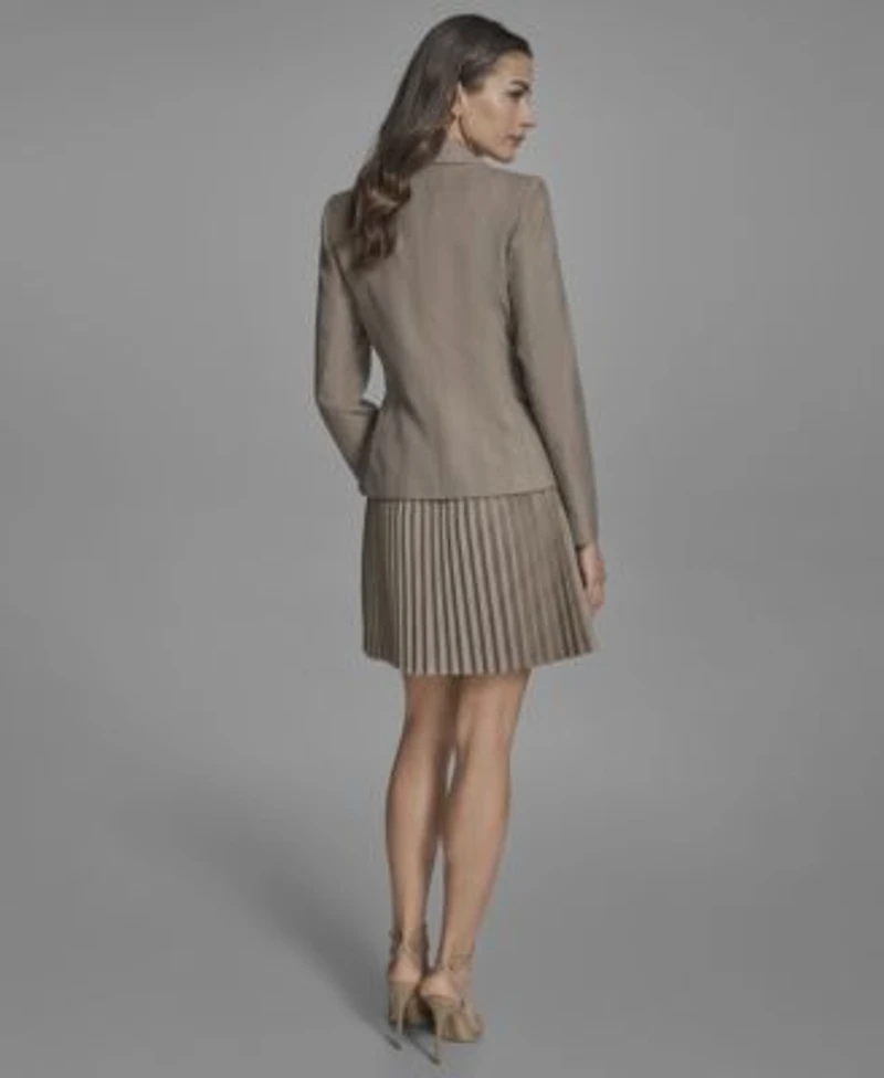 Bcbg Womens Peak Lapel Jacket Tipped Collared Sleeveless Knit Top Pleated A Line Skirt