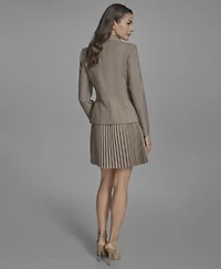Bcbg Womens Peak Lapel Jacket Tipped Collared Sleeveless Knit Top Pleated A Line Skirt