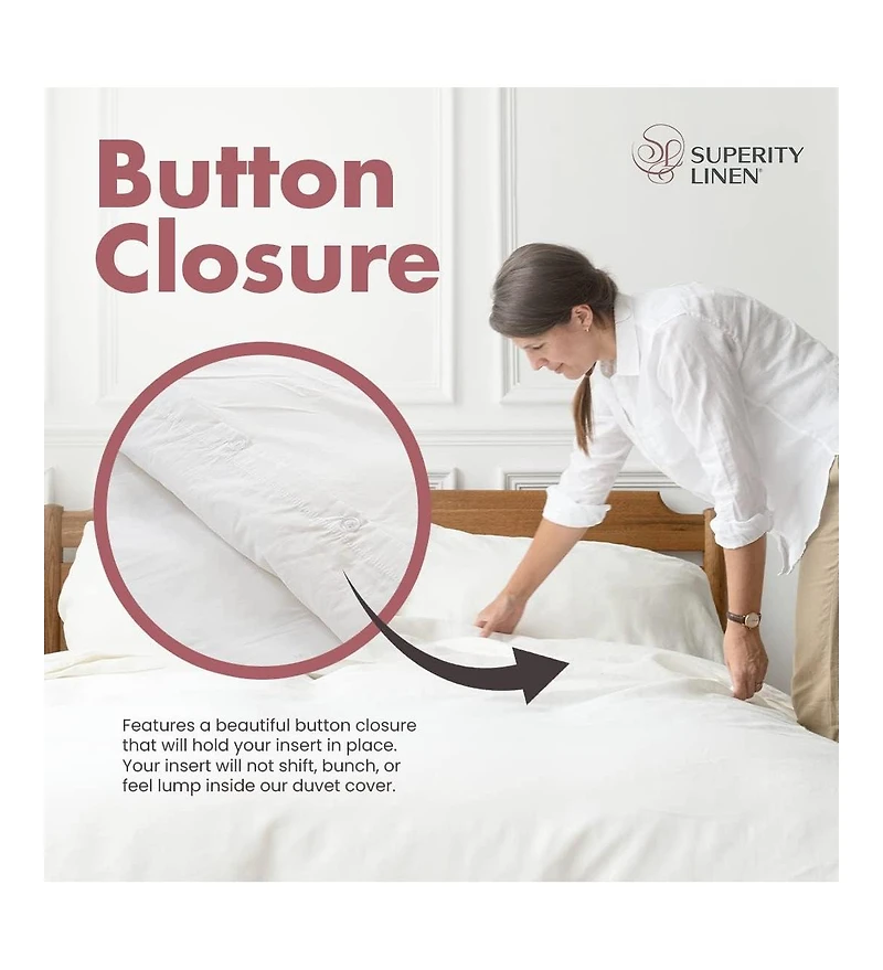 Superity Linen 100% Premium White Cotton Duvet Covee 200 Thread Count