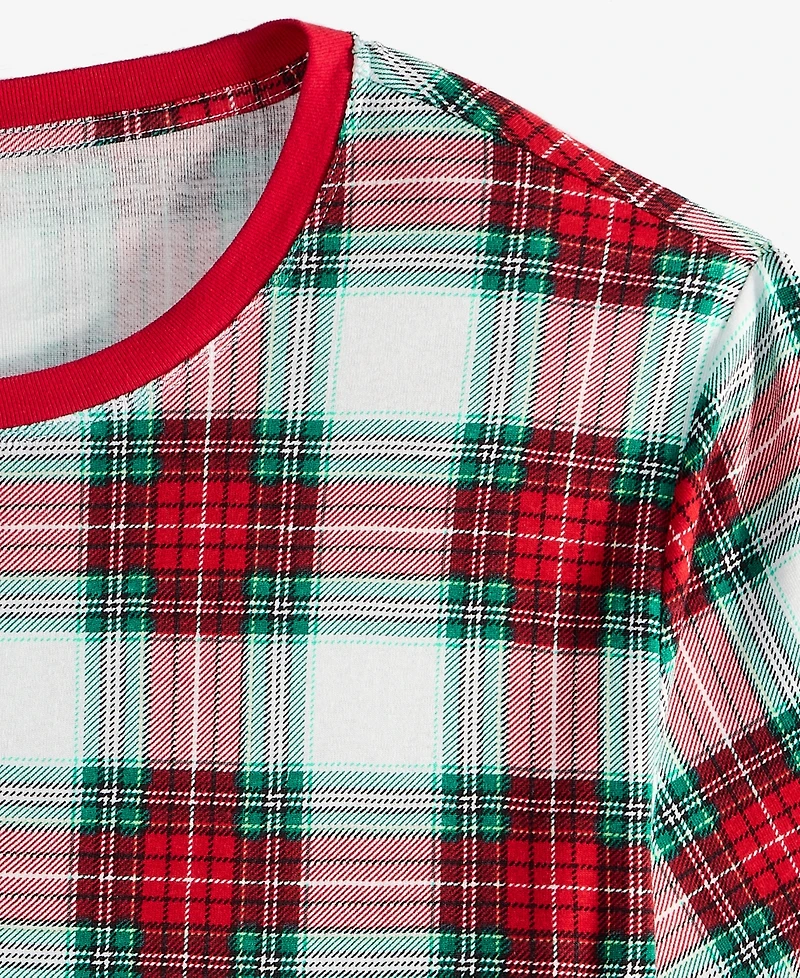 Holiday Lane's Men's Merry Plaid Crew Neck Matching Family Pajamas Set, Created for Macy's
