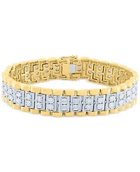 Men's Diamond Link Bracelet (1 ct. t.w.) Sterling Silver & 14k Gold-Plate or