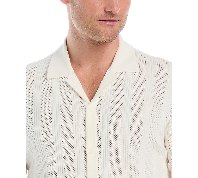 Cubavera Men's Short Sleeve Camp Collar Sweater Button-Front Shirt
