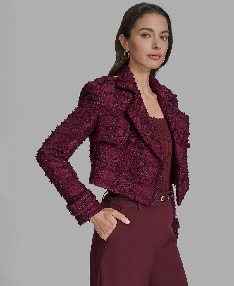 Bcbg Women's Cropped Tweed Trench Jacket