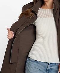 Guess Women's Asymmetric Zip-Front Hooded Puffer Coat