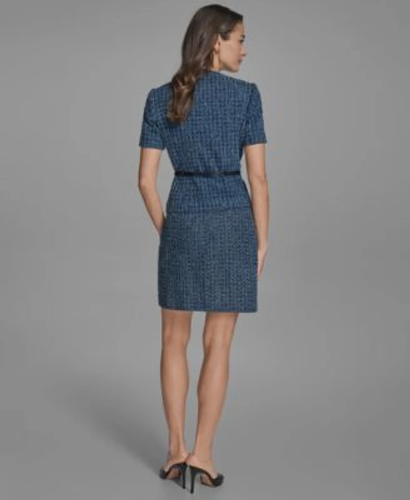 Bcbg Womens Cotton Tweed Belted Short Sleeve Jacket Cotton Tweed Mini Pencil Skirt