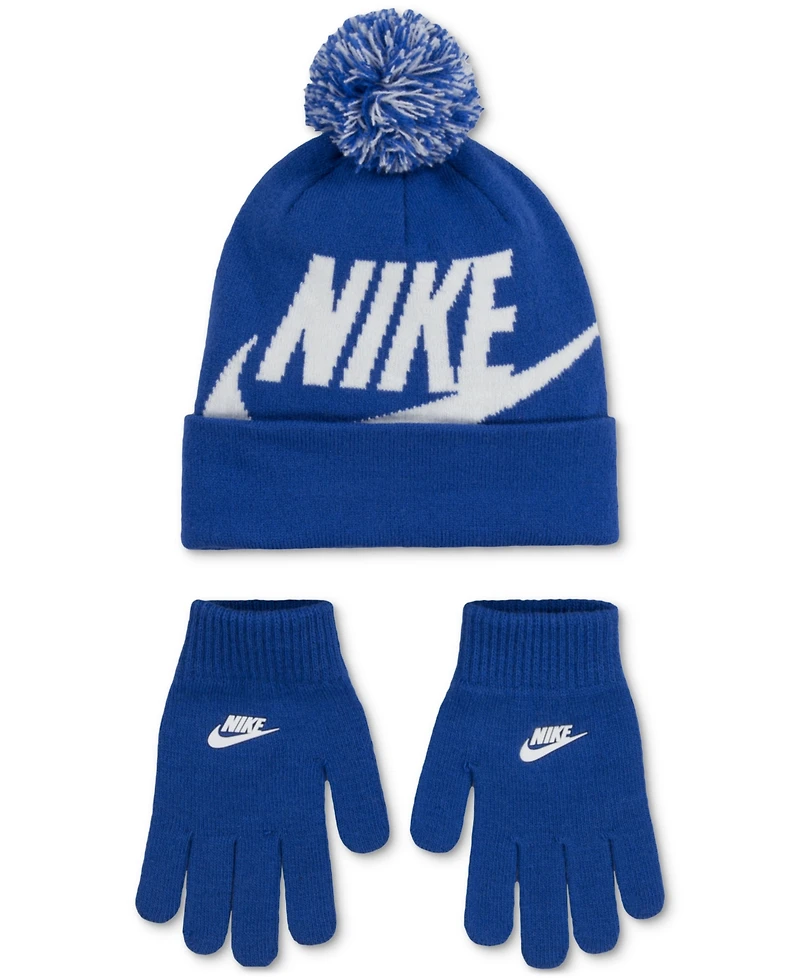 Nike Big Boys 2-Piece Swoosh Beanie and Gloves Set