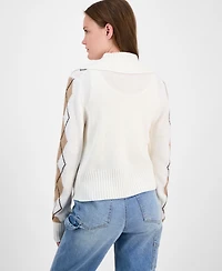 Ultra Flirt Juniors' Argyle Zip-Front Cardigan Sweater